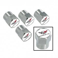 1997-2004 Corvette Valve Stem Caps Chrome C5 Logo Style ABS