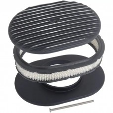 12" Oval Finned Aluminum Air Cleaner Assembly with Black Finish