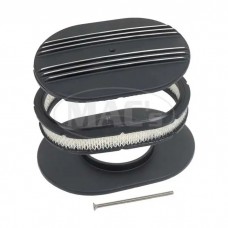 12" Partial-Finned Aluminum Oval Air Cleaner Assembly with Black Finish