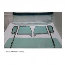 1960-1963 Chevy-GMC Truck Glass Kit, Deluxe/Large Back Glass-Vent Assemblies With Posts, Assembled Door Windows, Chrome Frames-Green Tint