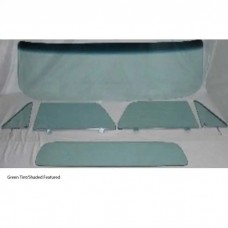 1964-1966 Chevy-GMC Truck Glass Kit With Vent Window In Frames, Door Glass In Channel, Small Back Glass-Green Tint With Shade Band