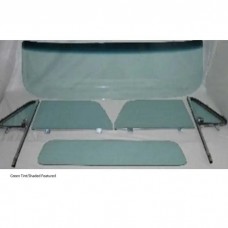 1964-1966 Chevy-GMC Truck Glass Kit With Vent Window Assemblies With Posts, Door Glass In Channel, Small Back Glass-Green Tint With Shade Band