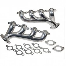 Chevy-GMC Truck Rear Dump Cast Iron LS/Vortec Exhaust Manifolds, Silver Ceramic