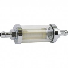 Inline Fuel Filter - Universal Style - 5/16 Inlet & Outlet - Chrome With Glass Body